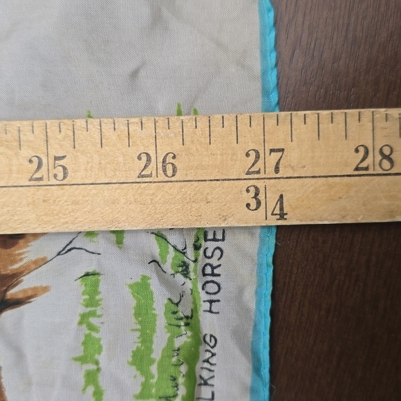 VINTAGE Japanese Rayon Equestrian Print Scarf 27" Square 1950s Horses - Picture 3 of 5